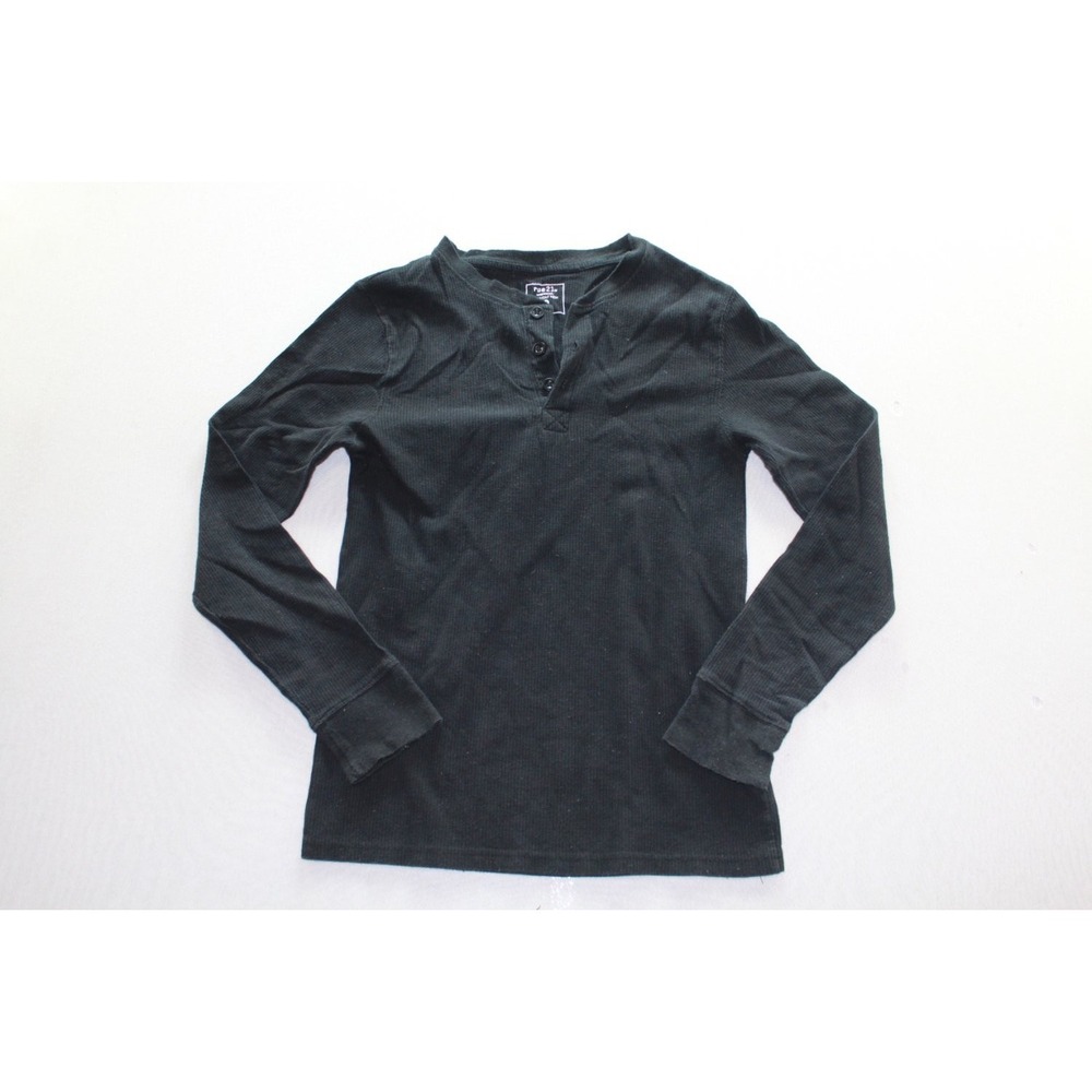 Rue 21 Men Black Shirt XS Black Long Sleeve 3 Button Crew Neck